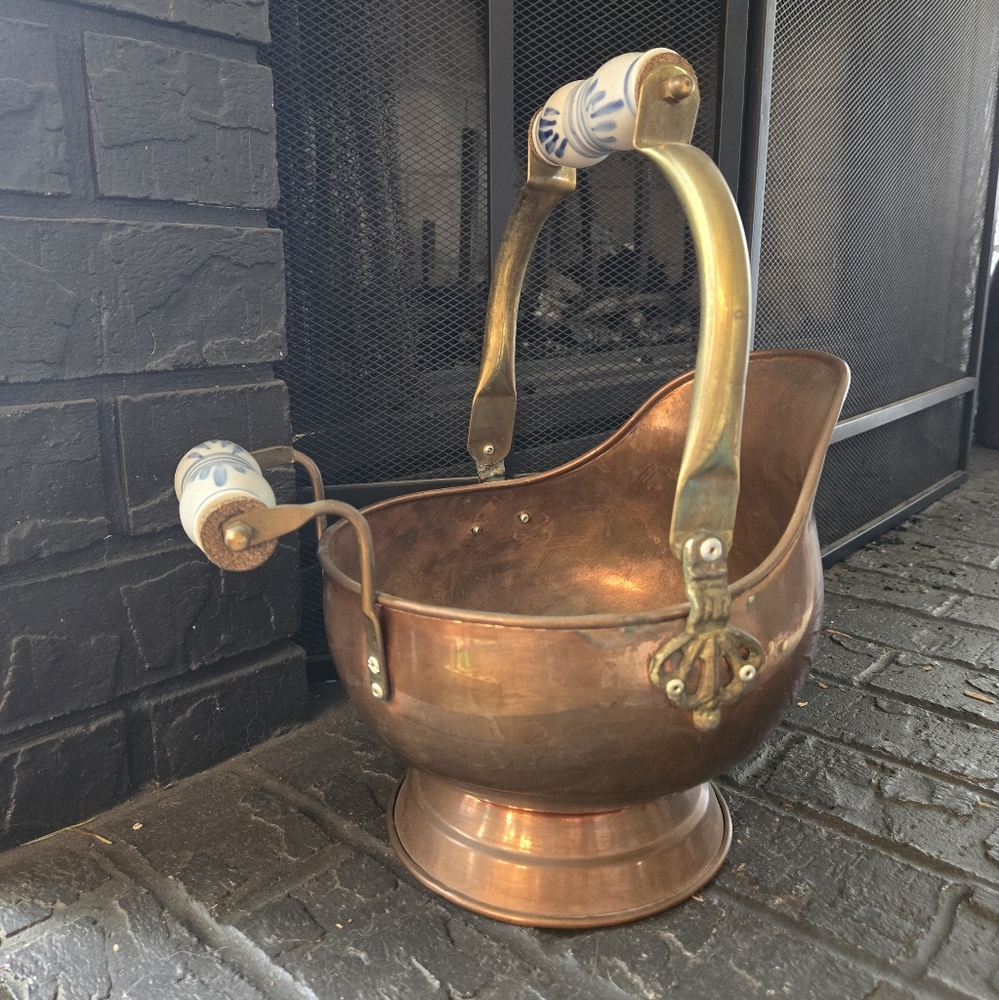 Vintage Copper and Brass Coal Scuttle